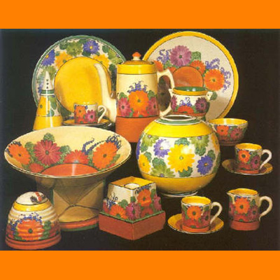 Gayday and Sunday patterns by Clarice Cliff